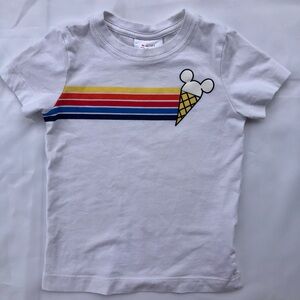 Hanna Anderson Mickey Mouse Disney White Rainbow  & Ice Cream Cotton Tee Sz 3T